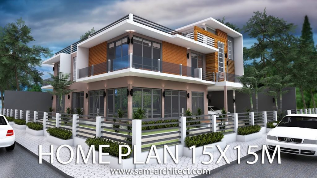 modern 6 bedrooms home plan 15x15m - samphoas plan
