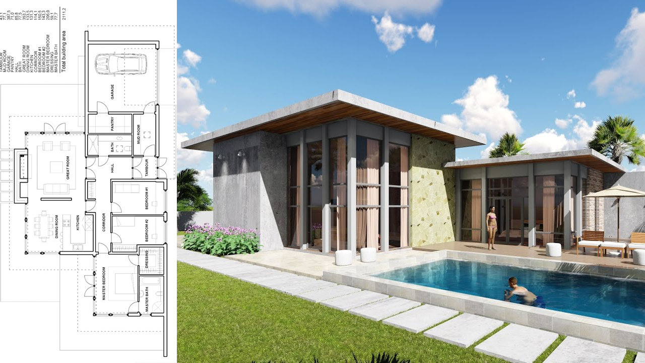 One Story House 3 bedroom Exterior Design - SamPhoas Plan