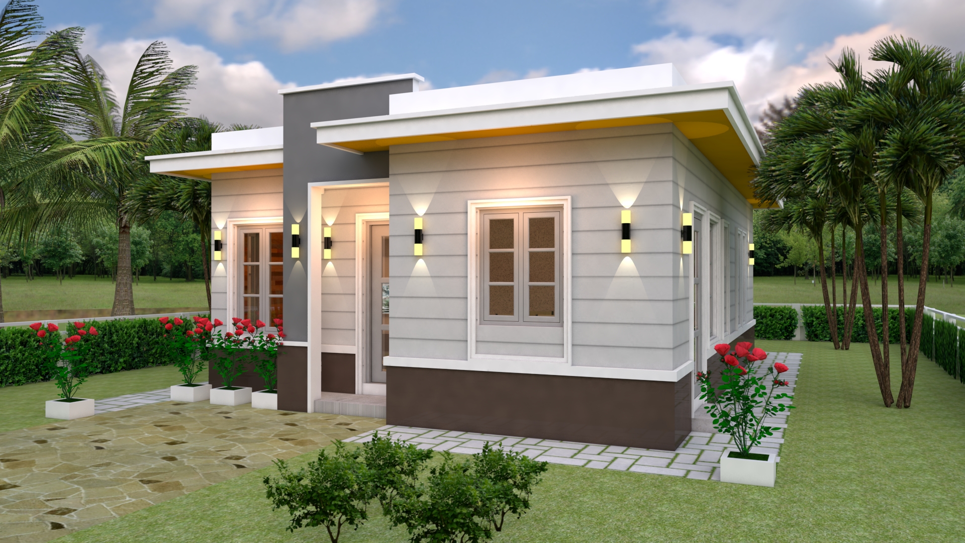 House Plans 7x10 with 3 Bedrooms with terrace roof House