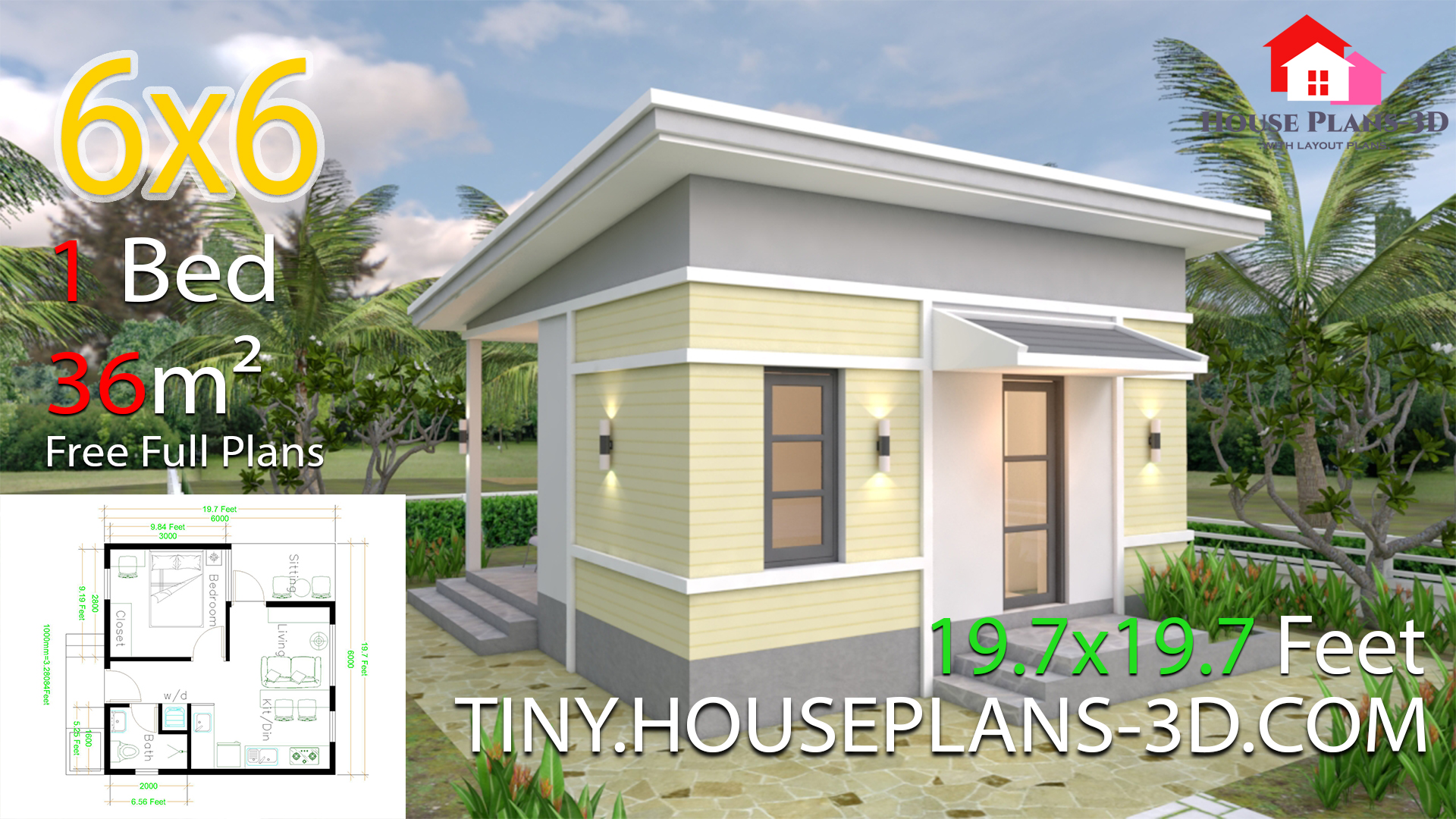 One Bedroom House Design Plans 6x6 With Shed Roof SamPhoas Plan