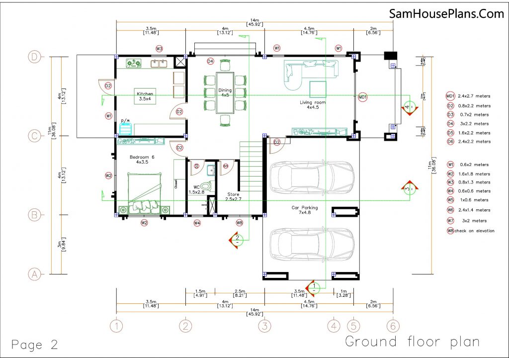 House Design Plans 11x14 Meter 6 Beds Full Plans