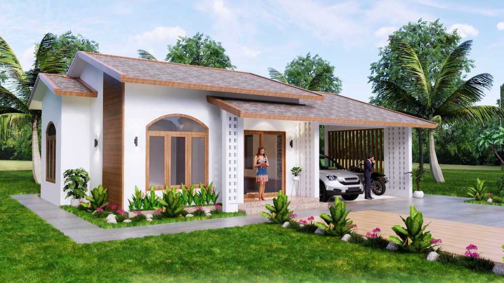House Plans 12x9 Meter 2 Beds 2 Baths Gable Roof